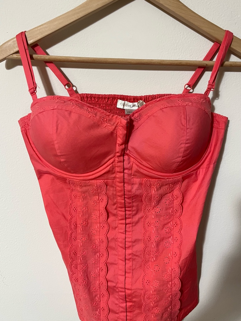 NWT! Guess Coral Lace-Trim Bustier Camisole